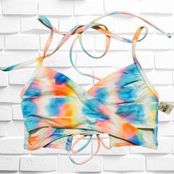 PINK Victoria’s Secret Womens Size Large Tie-Dyed Strappy Cut-Out Bikini Top NWT