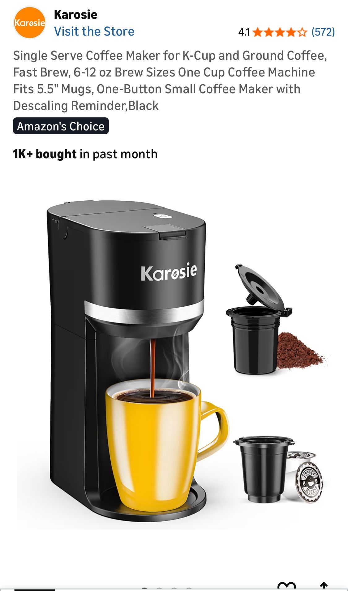 Karosie Single Serve Coffee Maker NEW