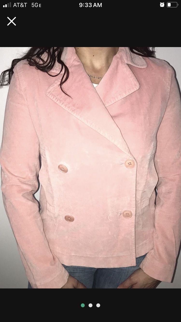 Ellen Tracy Pink Velour Waist Jacket