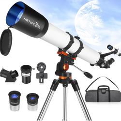 Brandnew Telescopes for Adults Astronomy, Telescope 90mm Aperture 700mm for Adults & Beginners,Refractor Telescope with Tripod, Finderscope and Phone 