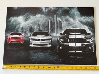 Muscle car framed canvas print. Camaro, Charger, Mustang