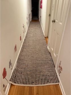 Extra-Long Handwoven Leather Rug Runner - 19.5ft Long of Artisanal Craftsmanship