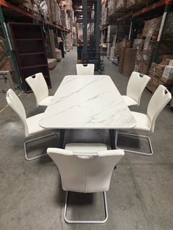 New 71”Sintered Stone Dining Table With 6 chairs