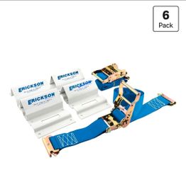 Erickson Wheel Chock Tie-Down Kit, 2 in x 6.5 ft, Single Slotted E-Fitting, Fits 10 in-30 in Tires, 1500 lb Ratchet Straps - Secures ATV, UTV, SxS, Mo