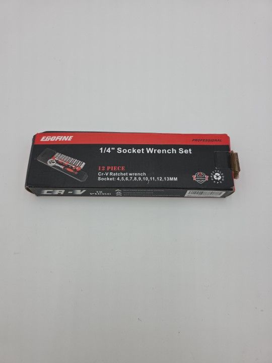 Egofine 12pcs 1/4 Inch Ratchet Socket Wrench Set, Drive Socket Set w/ 10 Socket