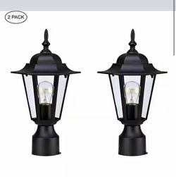 Allison 1-Light Matte Black Aluminum Hardwired Outdoor Weather Resistant Post Light Set (2-Packs). L-3783