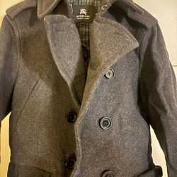 Burberry black label black wool peacoat