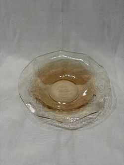 Jeannette Florigold Amber Depression Glass Bowl With Ruffled Edges 9.5"