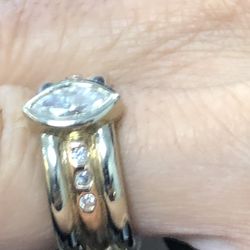 14 Kt , 2 Tone Engagement Ring , White Gold & Rose Gold 