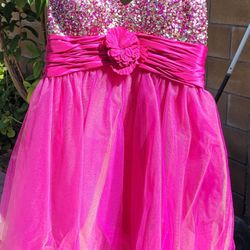 Fusia Colored Dress With Sequins - Size 12