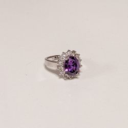 Women's Fashion Statement Fine Jewelry - Ring, Size 5 - Silver/Purple