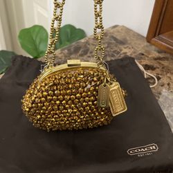 Vintage Coach Beaded Gold Small Clutch 