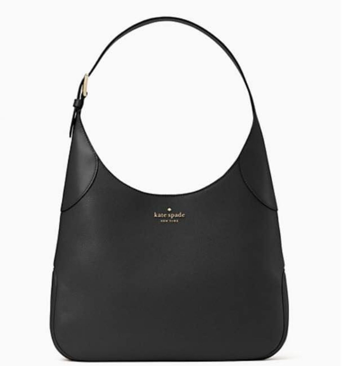 Kate Spade Aster Shoulder Bag in black pebbled leather and gold hardware, new with tags.