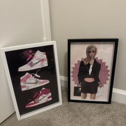 Air Jordan and Barbie Framed Artwork Set