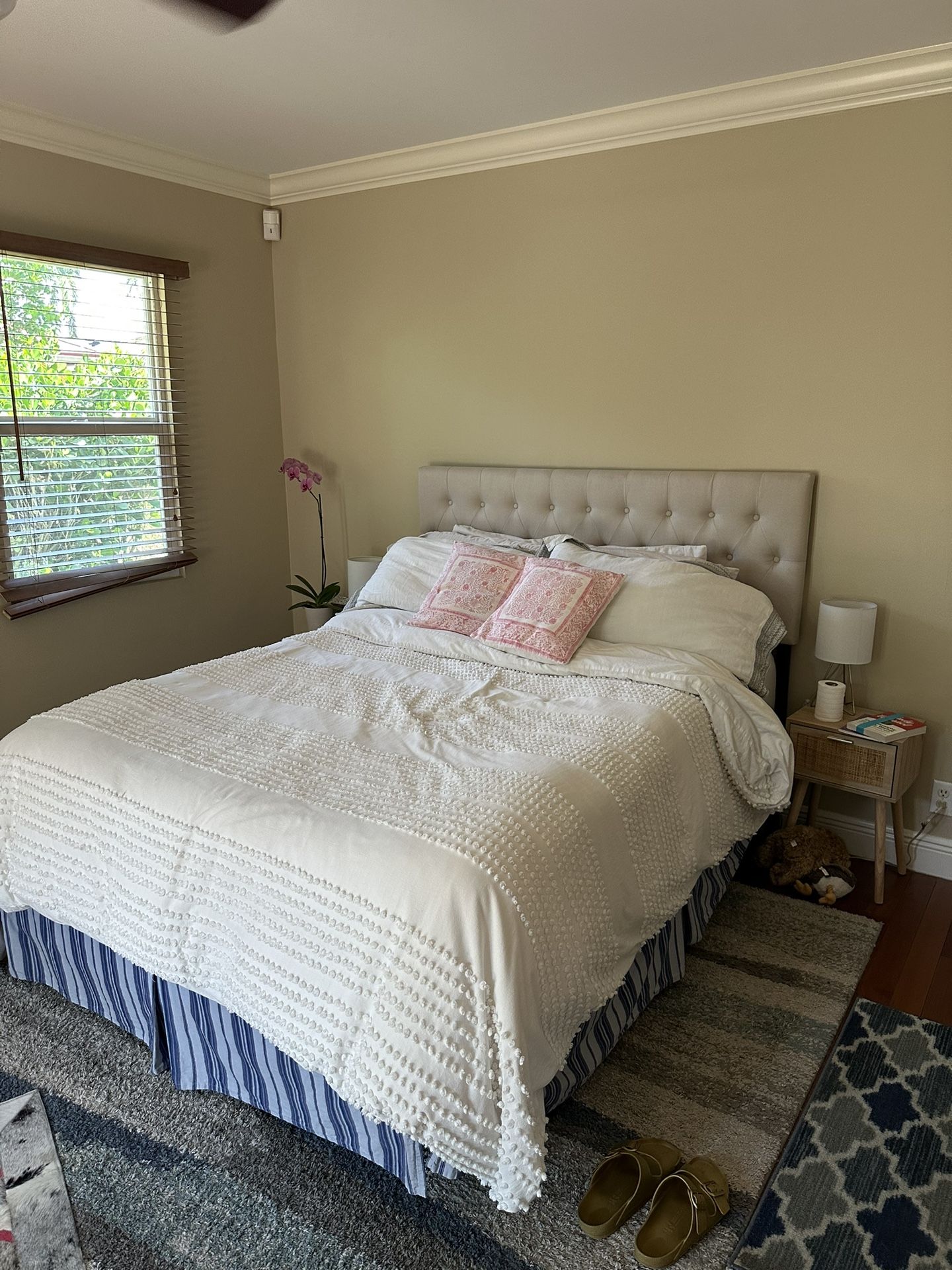 Queen Bed - Frame, Headboard And Mattress