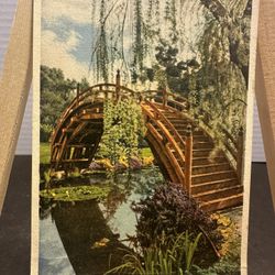Vintage 1950s Huntington Library Oriental Garden Moon Bridge Postcard Switzerland Printed Unposted 67