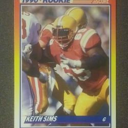 1990 Score Keith Sims Miami Dolphins #648 Rookie RC Football Card Vintage Collectible NFL