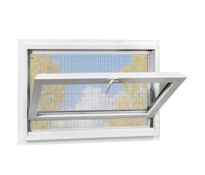 Vinyl Basement Hopper Window, Bathroom Window 32" x 24" White Double Pane Insulated Tempered Glass and Fiberglass Screen, Energy Efficient Replacement