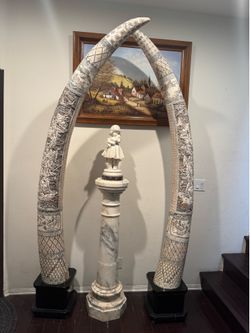 Bone ivory like antique Tusks craving bone