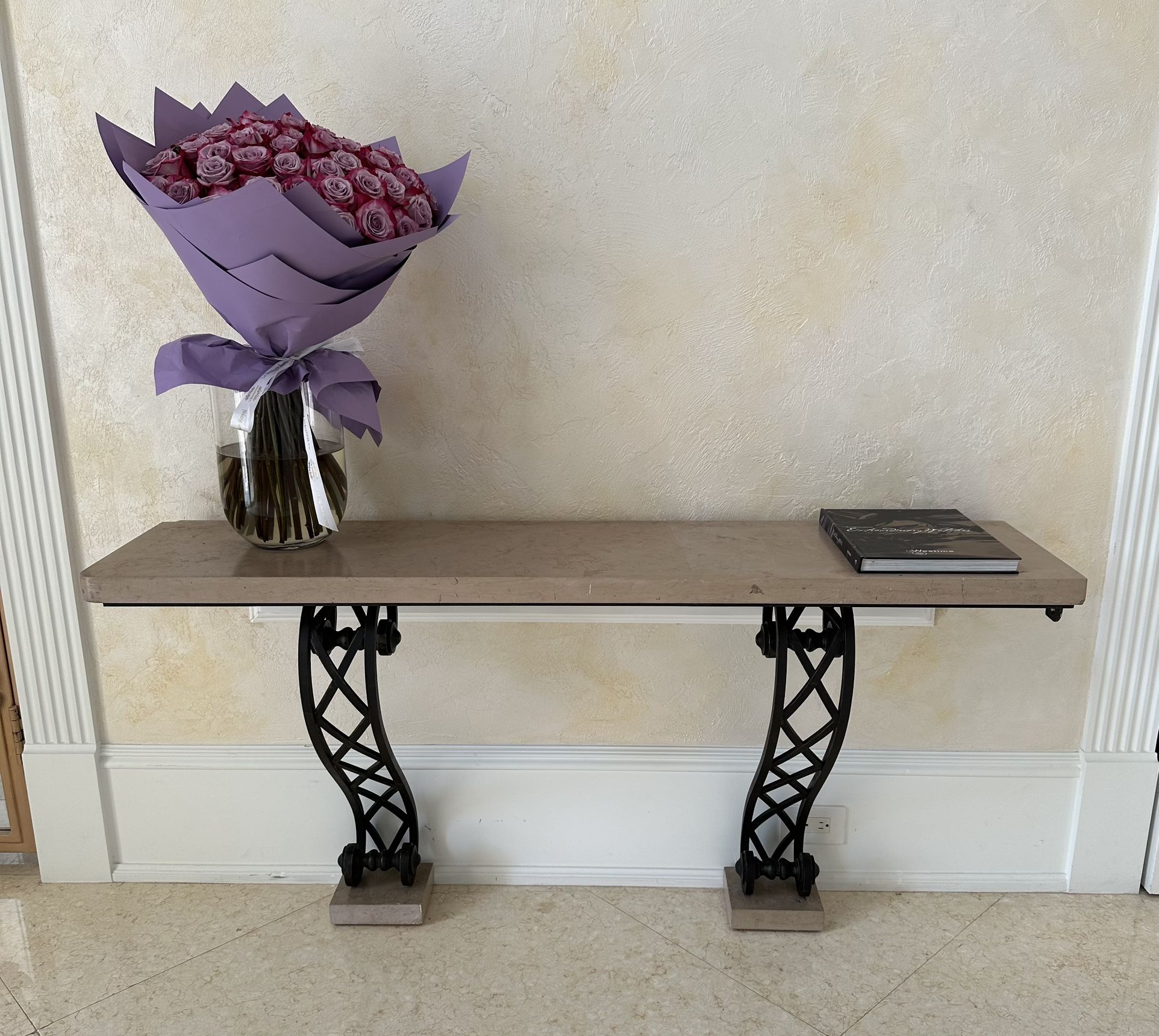 Console Table – Stone Top & Iron Base