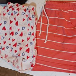 2 PAIR OF WOMEN'S PAJAMA SHORTS, ❤️ ARE JOE BOXER SZ MED, CORAL ARE GILLIGAN & O'MALLEY, SZ SM