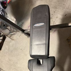 Weight Bench & Weights & Bar & Rack