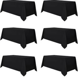 6 Black Tablecloths (90x156”) for 8ft Tables – Wrinkle & Stain Resistant