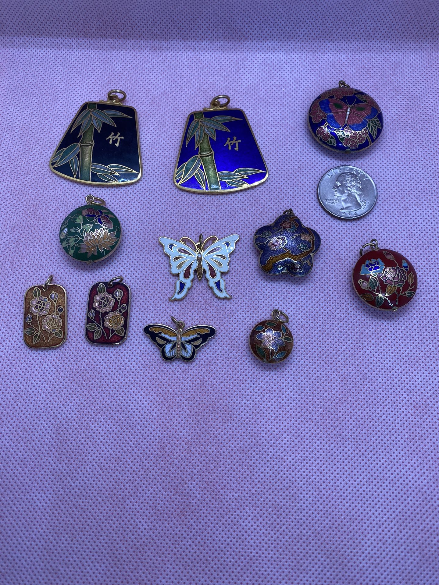 Vintage Enamel Pendants 