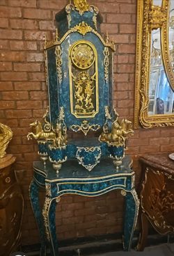 Rear French Baroque Standing Clock Malachite ( rear stone )Gilt(Gold)