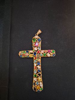 Pjm cross pendant necklace vibrant gemstones