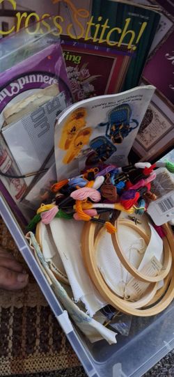 Cross stitching supplies.