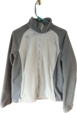 The North Face Womens Medium Fleece Jacket Pockets Full Zip 2 Tone Blue