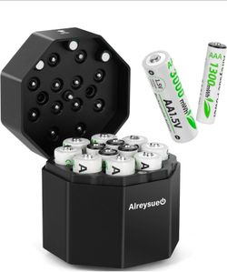 12Pack Rechargeable AA & AAA Battery Pack with Charger Startion (8pcs AA + 4pcs AAA),