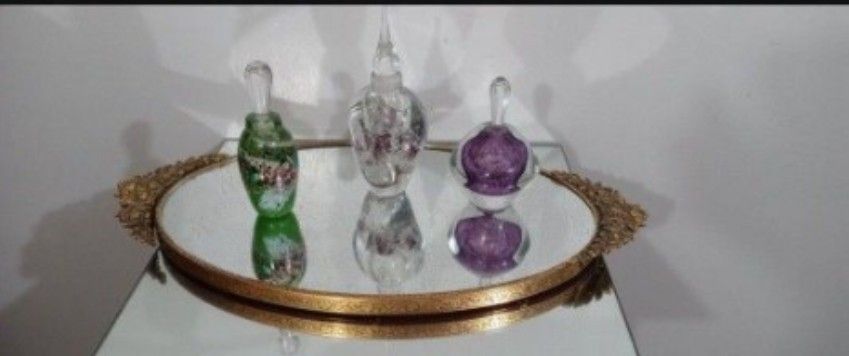 VINTAGE BRASS MIRRORED VANITY TRAY 18"×10"