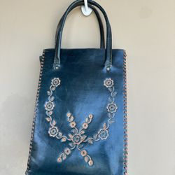 genuine leather tote emerald green