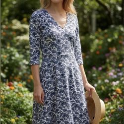 Pact Fit & Flare Midi Dress Womens Small Organic Cotton Sustainable