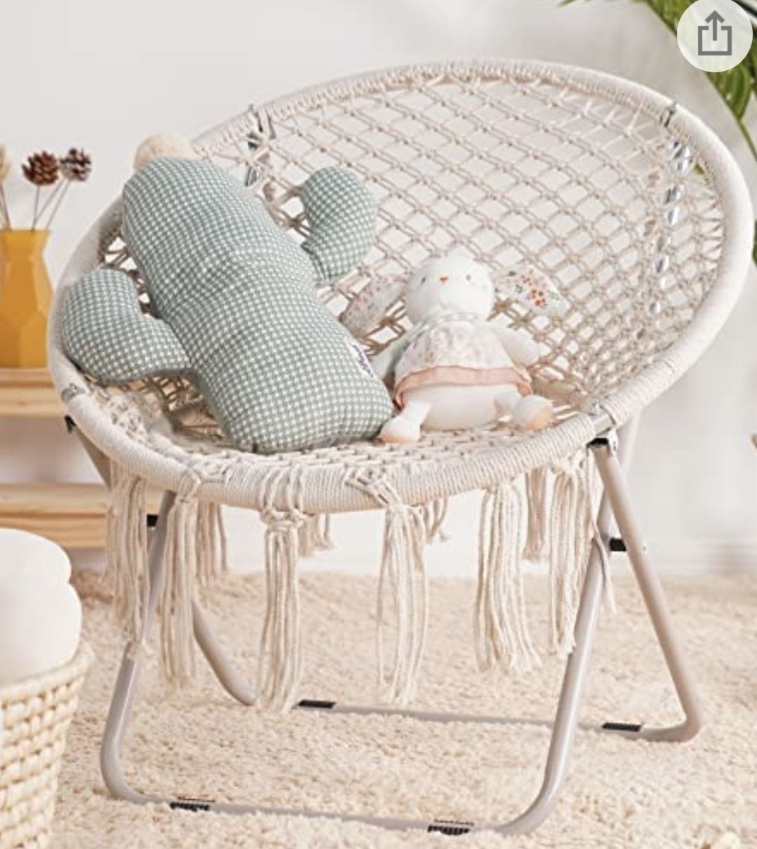 Beige Boho Rope Saucer Chair