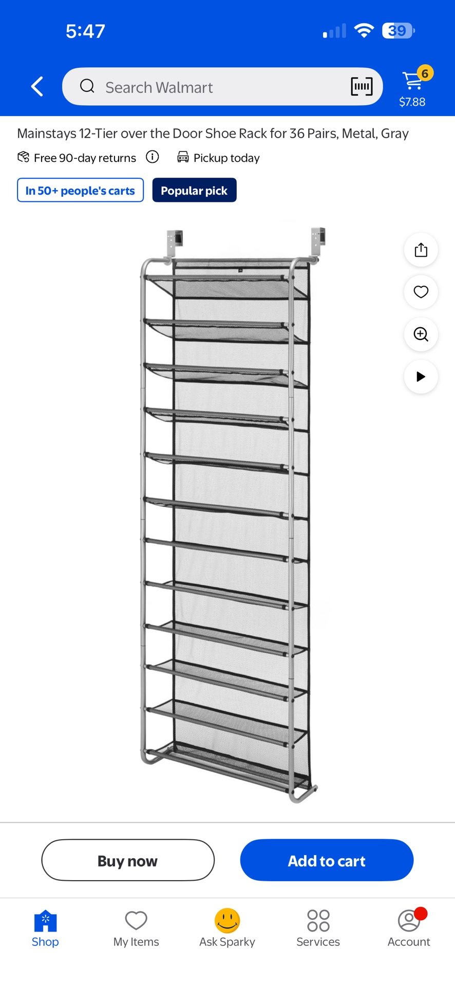 Shoe Rack 12 Tier Door Hang