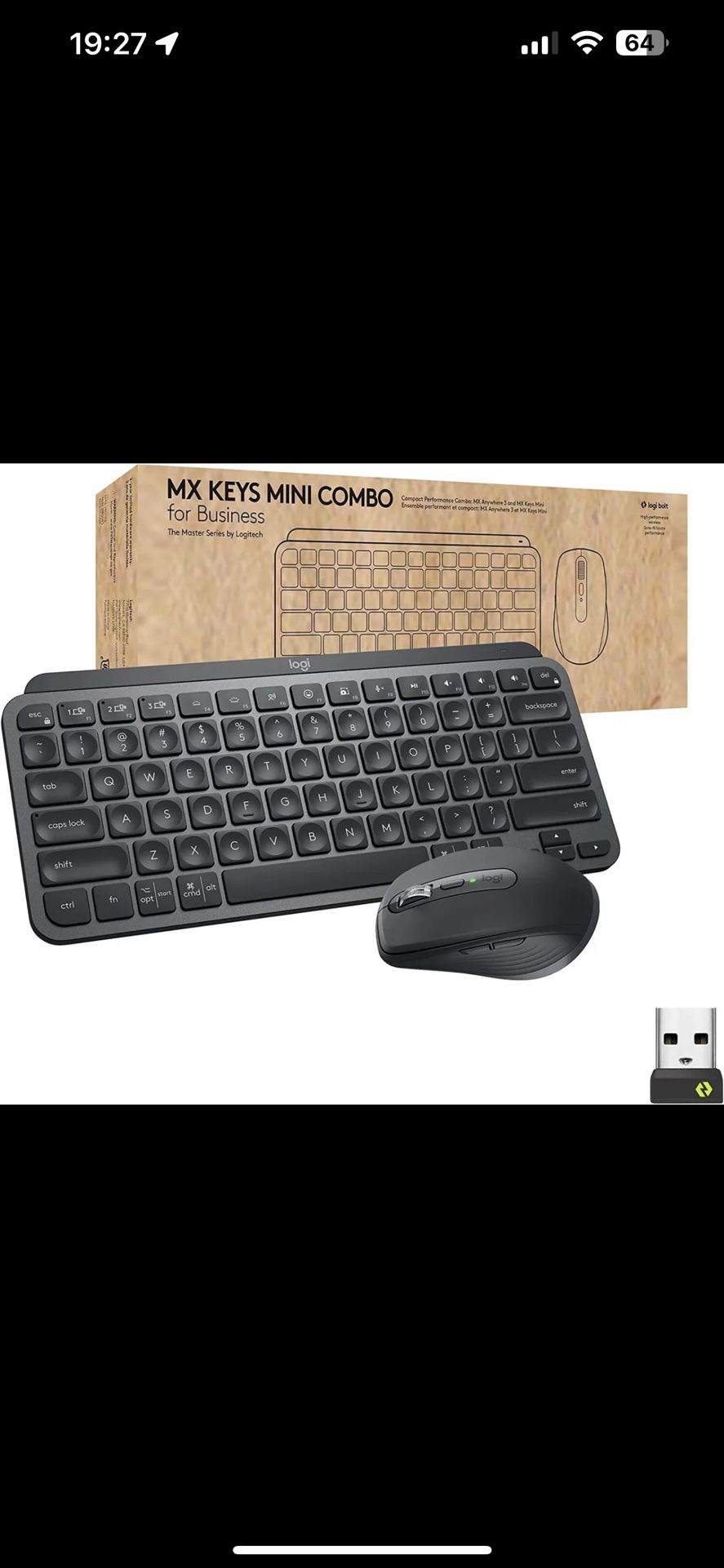 Logitech MX Keys Mini Combo for Business, Wireless Keyboard & Mouse - Graphite
