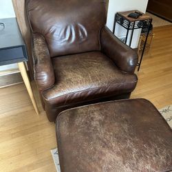 Large Genuine Leather Couch And Ottoman