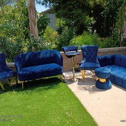Royal Blue 🔵 Velvet Living Room Set