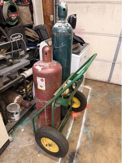 Oxygen Acetylene Bottles Cart Gauges