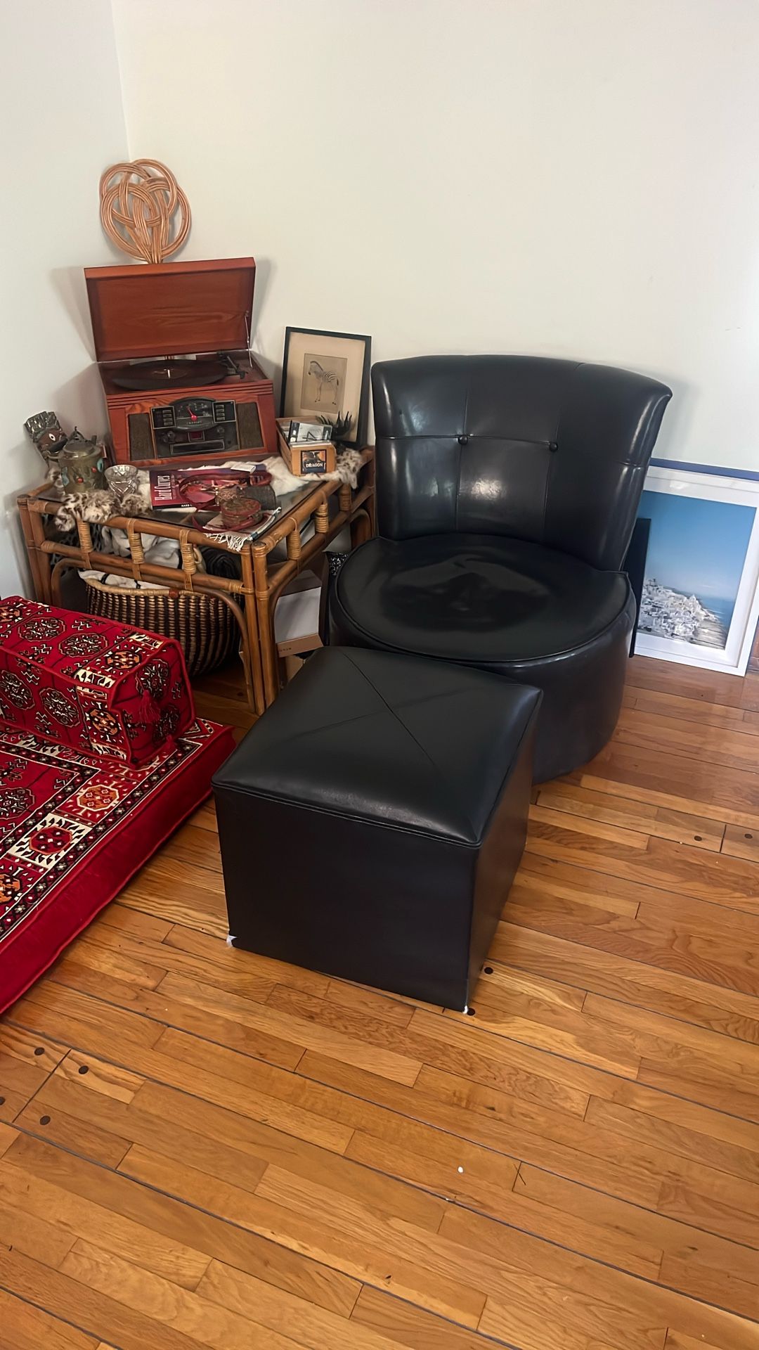 Black Chair & Ottoman