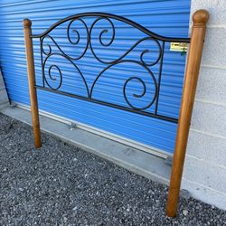 Ornate Wood & Metal Headboard 