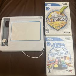 Wii U draw tablet ams 2 games : Pictionary and I draw studio instant artist 
