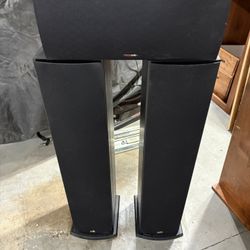 Polk Tower Speakers And Center Channel. Excellent Condition