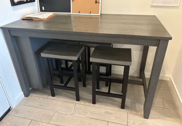 Gray Counter Height Table with 4 Stools