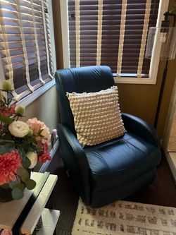 Dark Blue Leather Recliner Chair