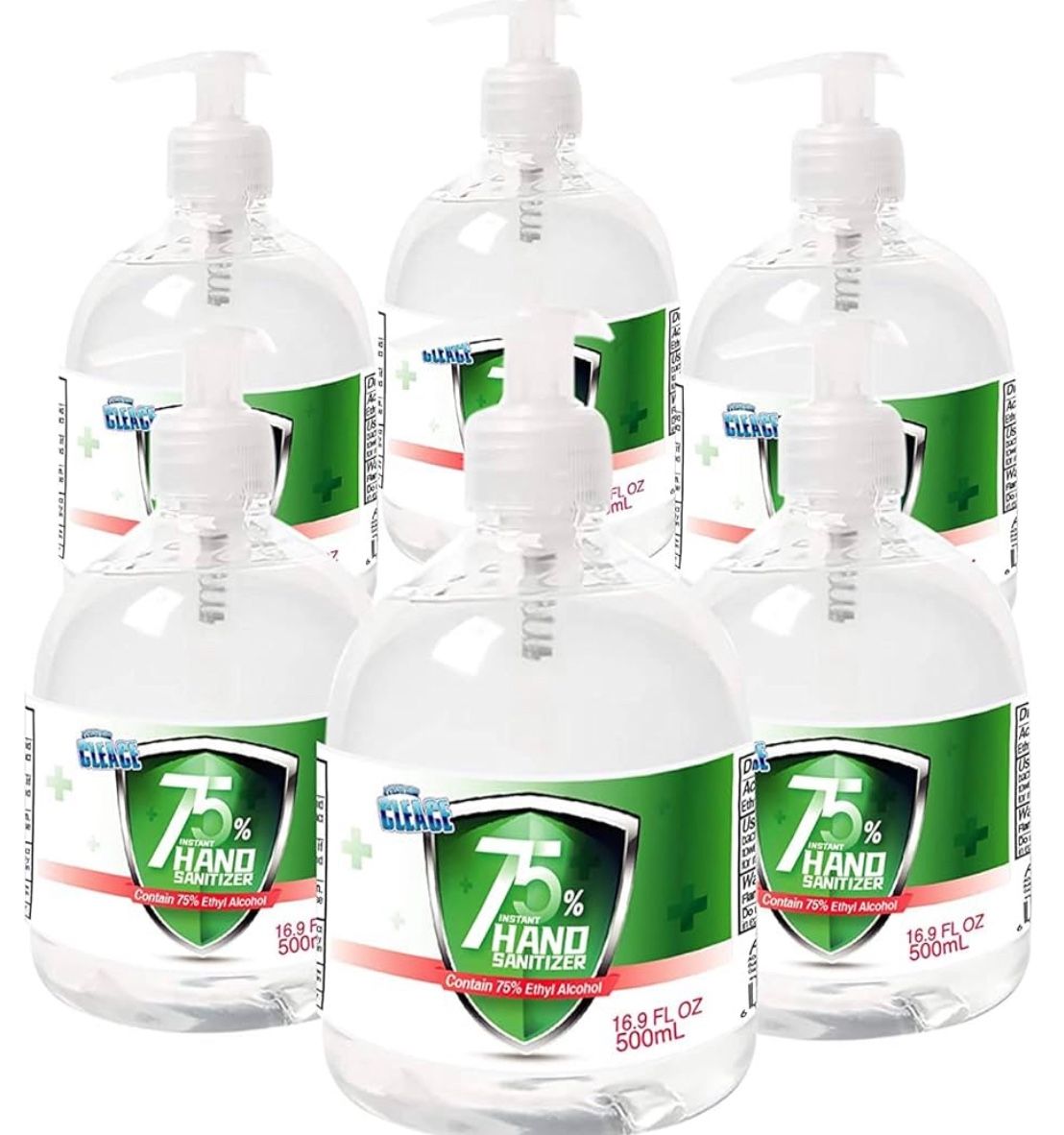 Rapid Care First Aid Cleace Advanced Premium 75% Alcohol 17 oz Instant Hand Sanitizer Gel with Easy to Dispense Hand Pump (Pack Of 6)