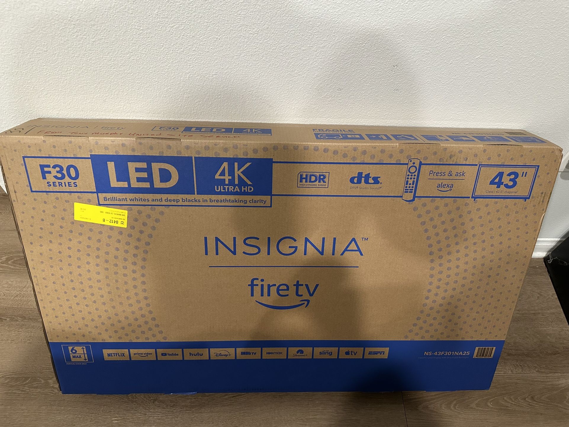 43” Insignia Fire TV, 4K Smart TV